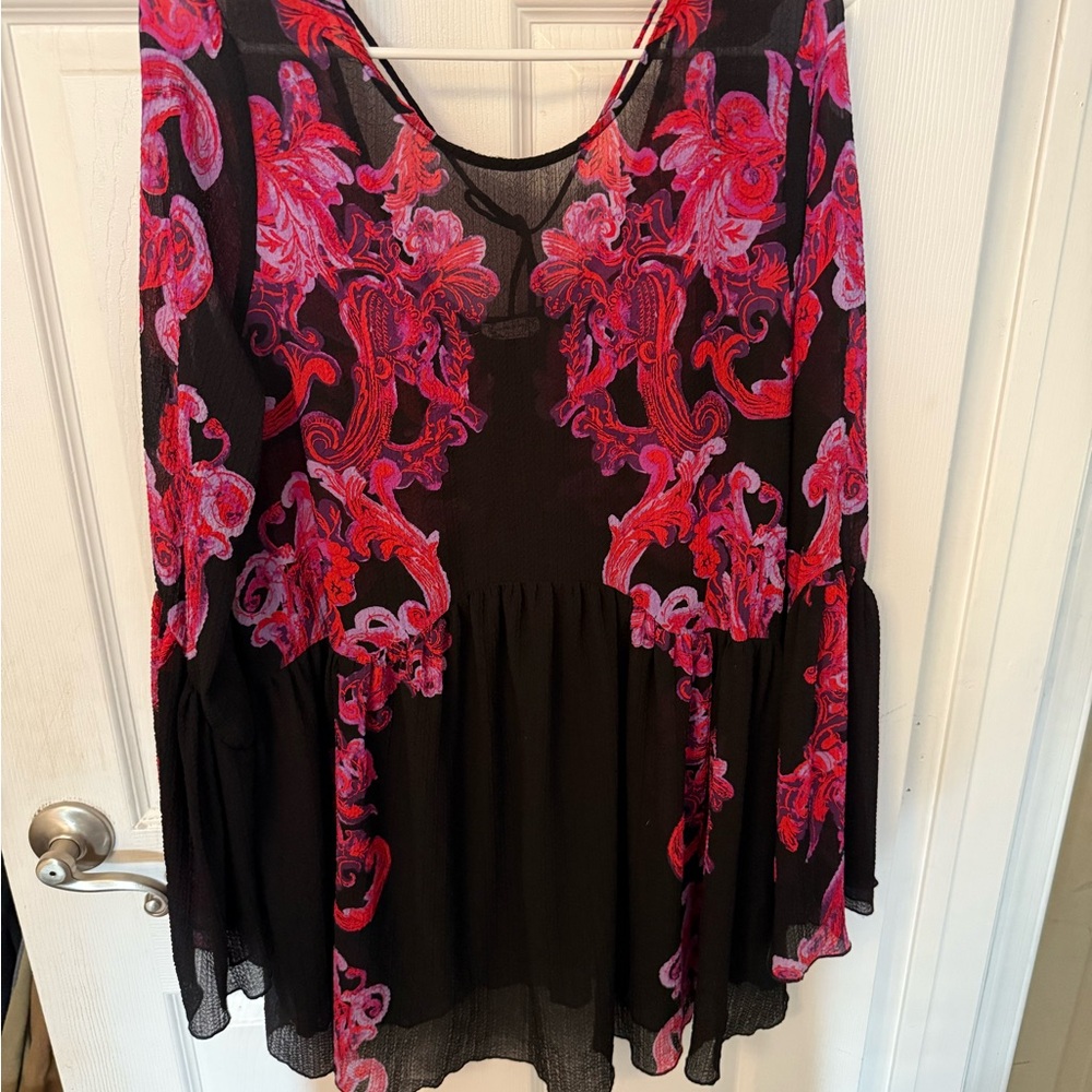 Free People Black and Pink Floral Dress